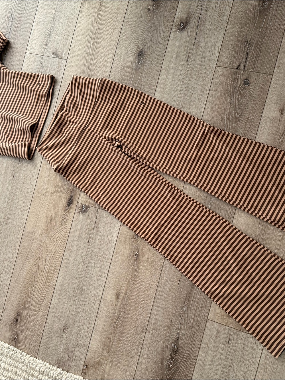 Striped Wide Leg Pants in Brown/Tan